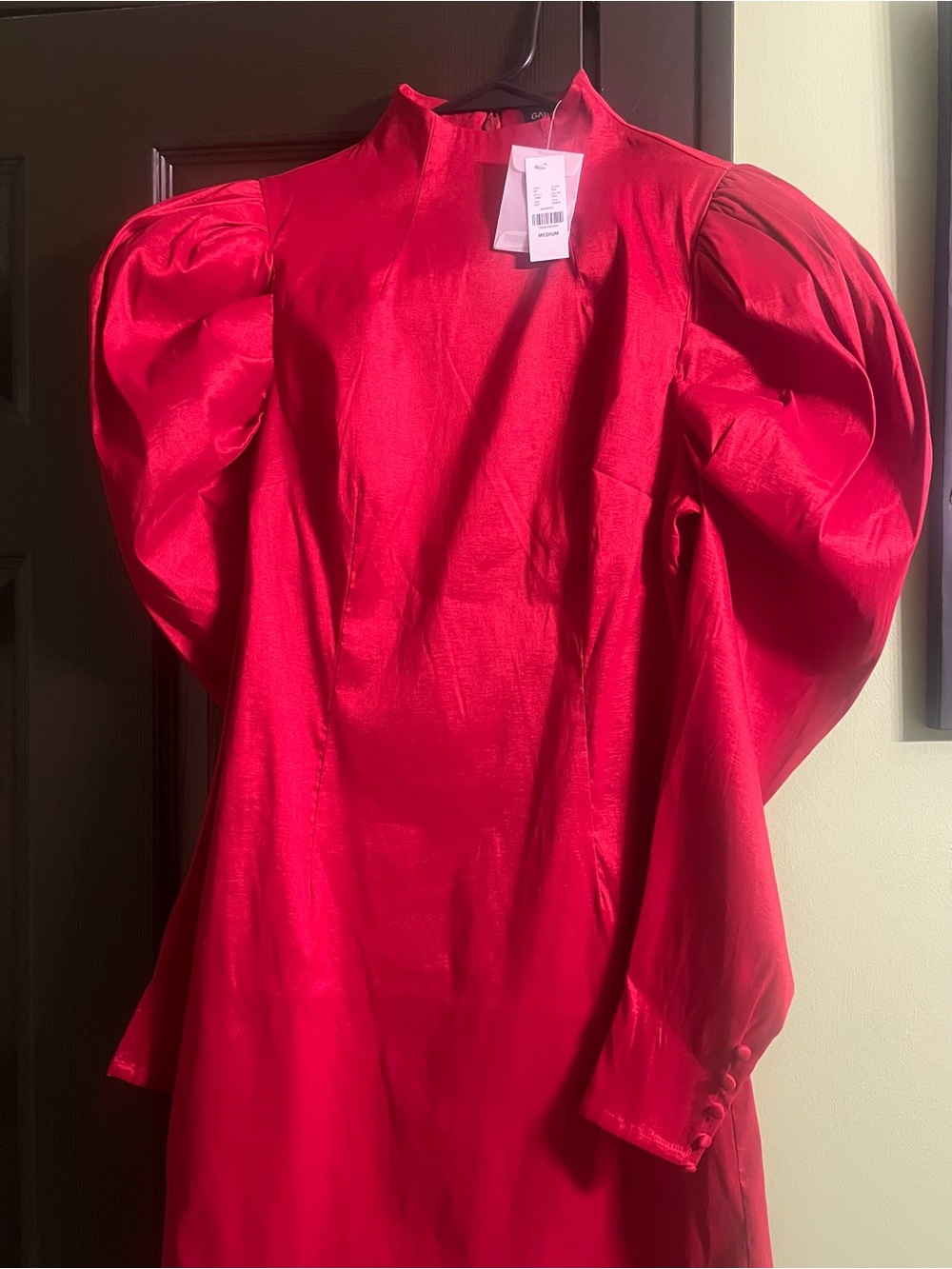 Bold Red Puff-Sleeve Women's Top